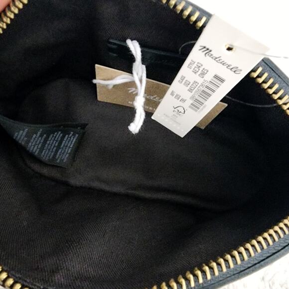 Madewell Black Leather Makeup Pouch Travel Cosmetic Bag Monogrammed RJ NWT - Picture 6 of 11